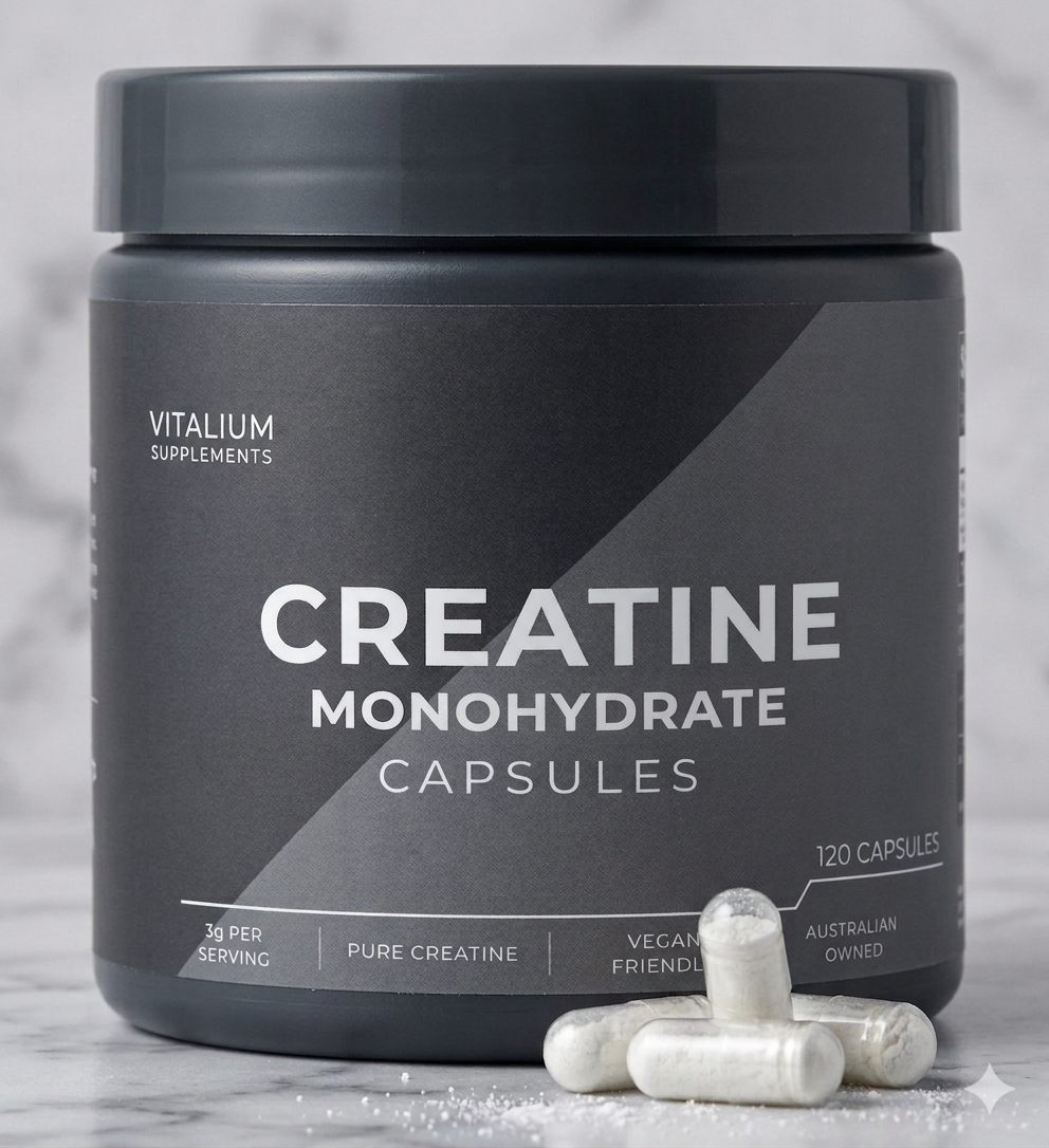 Creatine Monohydrate Capsules by Vitalium Supplements lifestyle shot