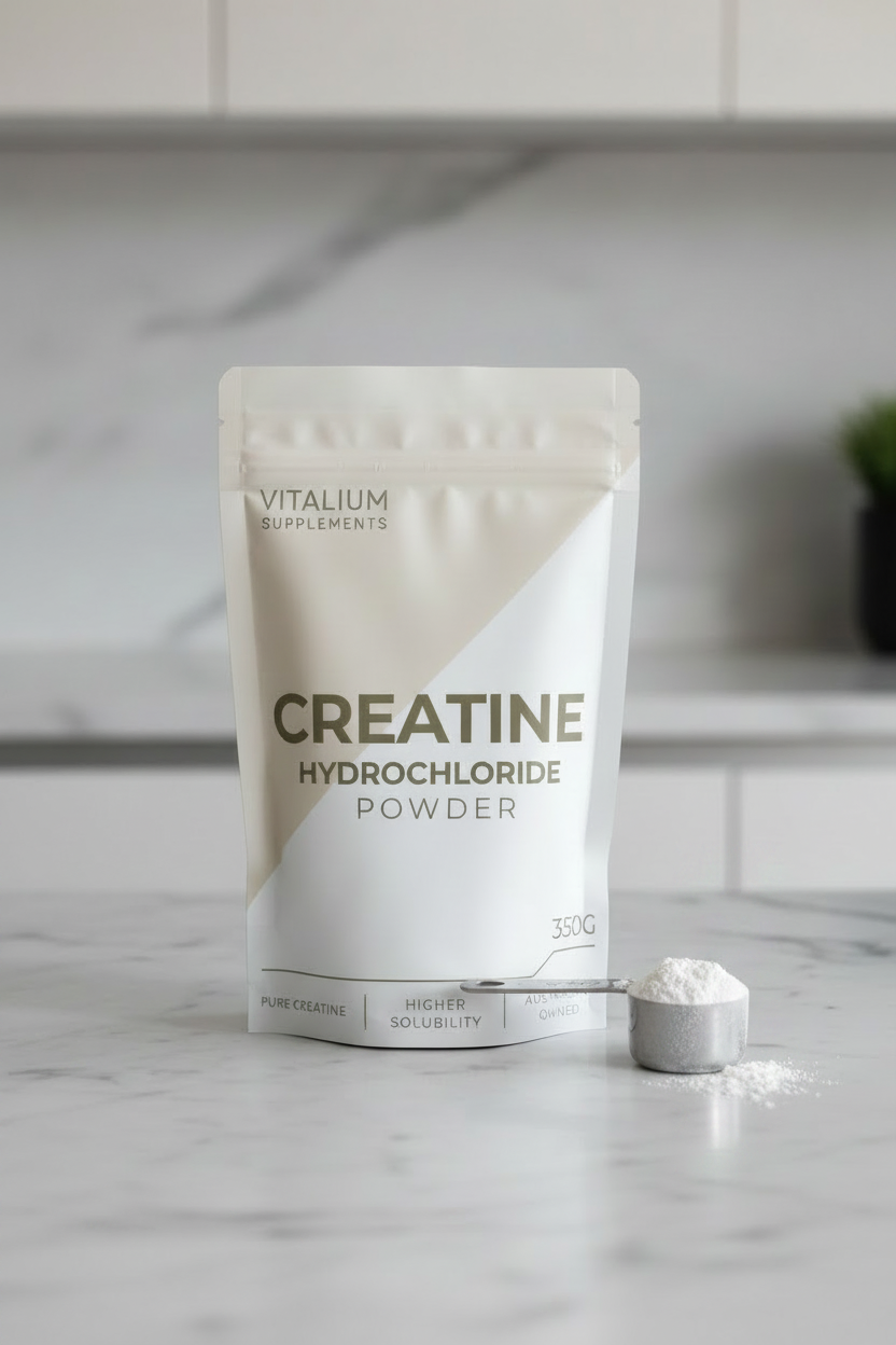 Vitalium Supplements Creatine HCl Powder tub close-up